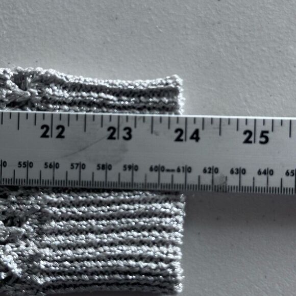 Chico’s Shine Stitch Theodora Pullover Sweater Womens 0 (S) Silver Open Knit - Picture 10 of 12
